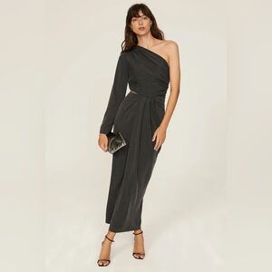 Something Navy One Shoulder Gown in Black Medium Womens Long Maxi Dress